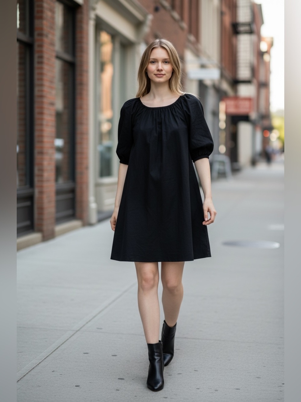 Banana Republic Black Cotton Dress with Tie Back